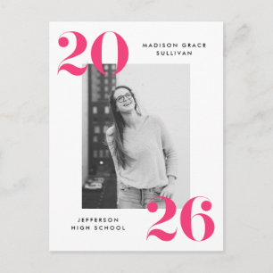 Bold 2023 Pink Lettering Photo Graduation Party Einladungspostkarte