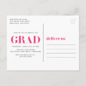 Bold 2023 Pink Lettering Photo Graduation Party Einladungspostkarte (Rückseite)