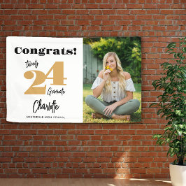 Bold 2024 Gold Glückwunschs Graduate Foto Banner