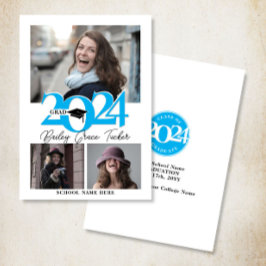 Bold 2024 GRAD Cap 3-Foto Sky Blue Abschluss Ankündigung