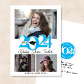 Bold 2024 GRAD Cap 3-Foto Sky Blue Abschluss Ankündigung