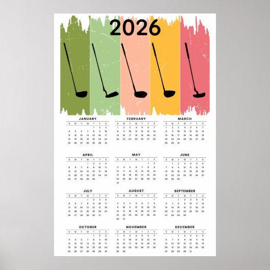 Bold 2026 Golf Calendar Poster (Vorne)