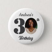 Bold 30th Birthday Party Photo Favor Button (Vorderseite)