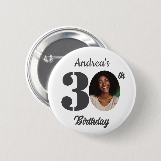 Bold 30th Birthday Party Photo Favor Button (Vorne & Hinten)