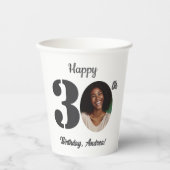 Bold 30th Birthday Party Photo Pappbecher (Vorderseite)