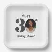 Bold 30th Birthday Party Photo Pappteller (Vorderseite)