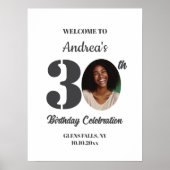 Bold 30th Birthday Party Photo Welcome Poster (Vorne)