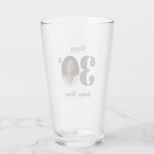 Bold 30th Birthday Photo Glas (Rückseite)