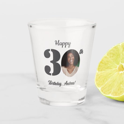 Bold 30th Birthday Photo Schnapsglas (Vorderseite)