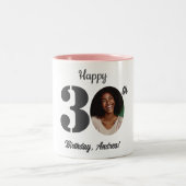 Bold 30th Birthday Photo Zweifarbige Tasse (Mittel)