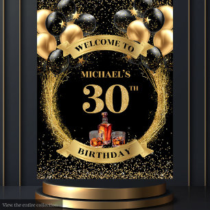 Bold 30th Man Birthday Whiskey Birthday Celebratio Wandteppich