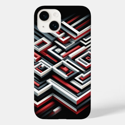 Bold 3D Geometric Maze Phone Case - Red, Black  (Rückseite)