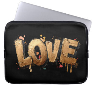 Bold 3D Graffiti Art of the Word "LIEBE" in Gold Laptopschutzhülle