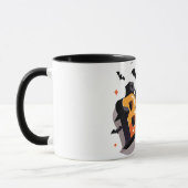 Bold 3D Orange und Black BOO Halloween Tasse (Links)