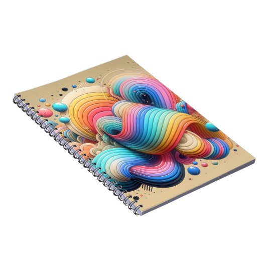 Bold 3D Rainbow Abstrakt Art Notebook Notizblock (Rechte Seite)
