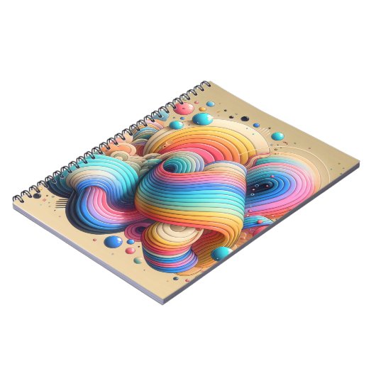 Bold 3D Rainbow Abstrakt Art Notebook Notizblock (Linke Seite)