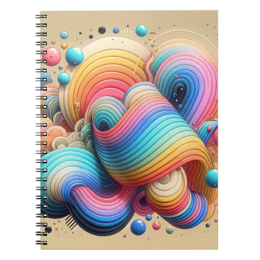 Bold 3D Rainbow Abstrakt Art Notebook Notizblock (Vorderseite)