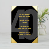 Bold 40. Geburtstag Luxe Black and Gold Folieneinladung (Stehend vorne)