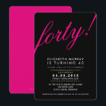 BOLD 40. Geburtstag Party INVITE Skript schwarz pi Einladung<br><div class="desc">Eine trendige Einladung für Ihren BIRTHTAG für jedes Alter. Als Vorlage können Sie ganz einfach Ihre eigenen Daten hinzufügen oder auf die Schaltfläche Anpassen klicken und Text, Schriftart, Größen etc. hinzufügen oder ändern TIPP: 1. Um Grafiken zu ändern/verschieben/die Hintergrundfarbe zu ändern, klicken Sie auf die Schaltfläche "Anpassen". 2. Sie können...</div>