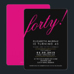 BOLD 40. Geburtstag Party INVITE Skript schwarz pi Einladung<br><div class="desc">Eine trendige Einladung für Ihren BIRTHTAG für jedes Alter. Als Vorlage können Sie ganz einfach Ihre eigenen Daten hinzufügen oder auf die Schaltfläche Anpassen klicken und Text, Schriftart, Größen etc. hinzufügen oder ändern TIPP: 1. Um Grafiken zu ändern/verschieben/die Hintergrundfarbe zu ändern, klicken Sie auf die Schaltfläche "Anpassen". 2. Sie können...</div>