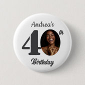 Bold 40th Birthday Party Photo Favor Button (Vorderseite)
