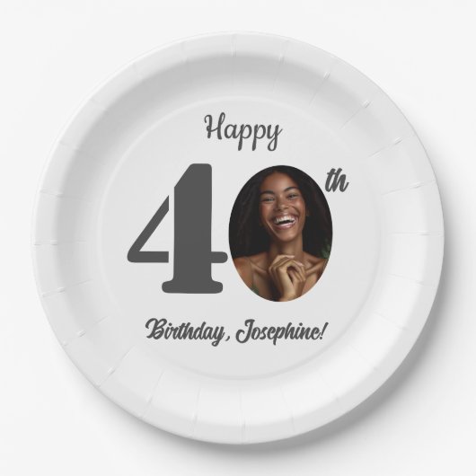 Bold 40th Birthday Party Photo Pappteller (Vorderseite)