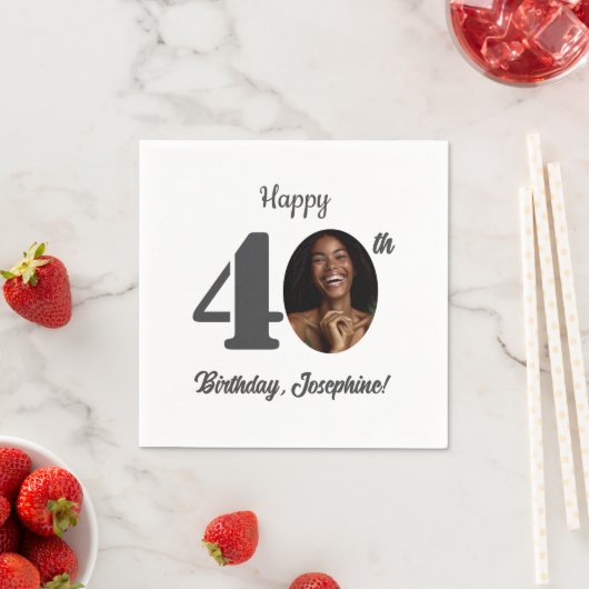 Bold 40th Birthday Party Photo Serviette (Beispiel)