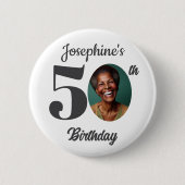 Bold 50th Birthday Party Photo Favor Button (Vorderseite)