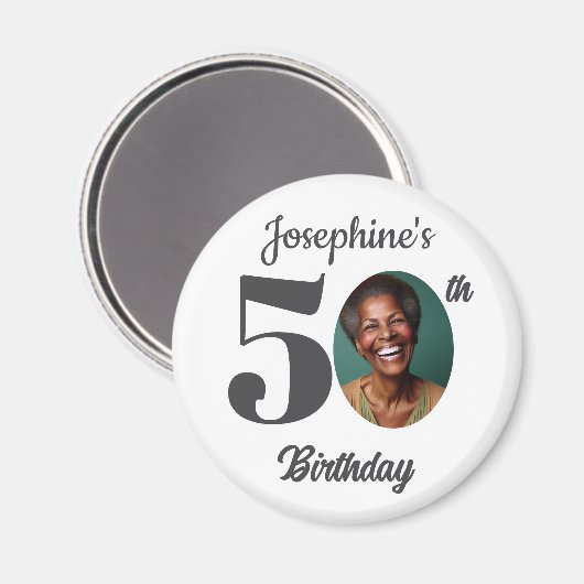 Bold 50th Birthday Party Photo Favor Magnet (Vorderseite/Rückseite)