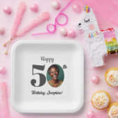 Bold 50th Birthday Party Photo Pappteller (Party)