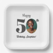 Bold 50th Birthday Party Photo Pappteller (Vorderseite)