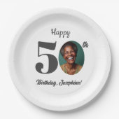 Bold 50th Birthday Party Photo Pappteller (Vorderseite)