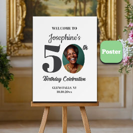 Bold 50th Birthday Party Photo Welcome Poster