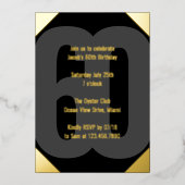 Bold 60. Geburtstag Luxe Black and Gold Folieneinladung (Vorderseite)