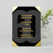 Bold 60. Geburtstag Luxe Black and Gold Folieneinladung (Stehend vorne)