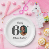 Bold 60th Birthday Party Photo Pappteller (Party)