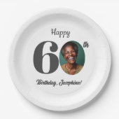 Bold 60th Birthday Party Photo Pappteller (Vorderseite)