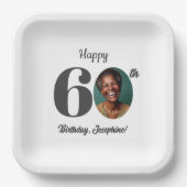 Bold 60th Birthday Party Photo Pappteller (Vorderseite)