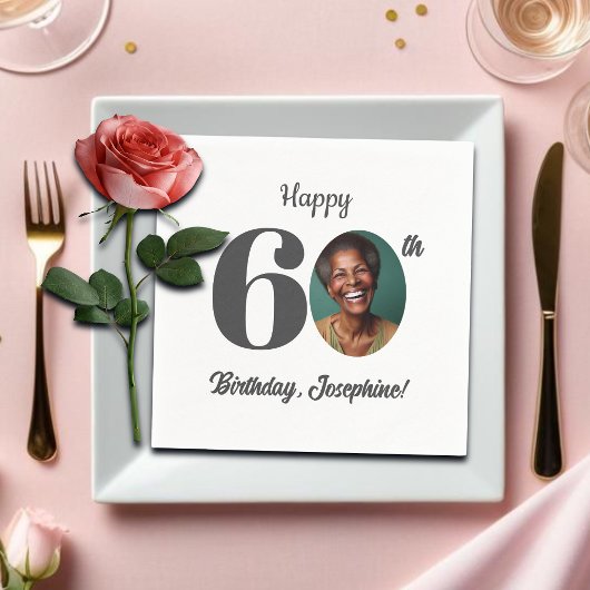 Bold 60th Birthday Party Photo Serviette