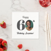 Bold 60th Birthday Party Photo Serviette (Beispiel)