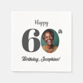 Bold 60th Birthday Party Photo Serviette (Vorderseite)