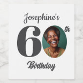 Bold 60th Birthday Party Photo Weinetikett (Einzelnes Label)