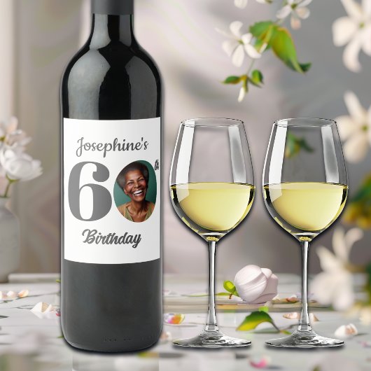 Bold 60th Birthday Party Photo Weinetikett