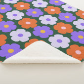Bold 70er Retro Blume Muster Lila Grün gemütlich Sherpadecke (3/4)
