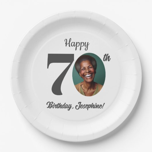 Bold 70th Birthday Party Photo Pappteller (Vorderseite)