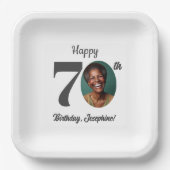 Bold 70th Birthday Party Photo Pappteller (Vorderseite)