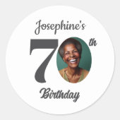 Bold 70th Birthday Party Photo Runder Aufkleber (Vorderseite)