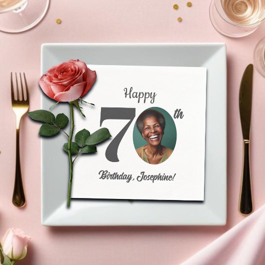 Bold 70th Birthday Party Photo Serviette