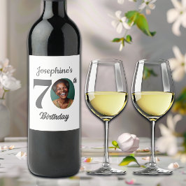 Bold 70th Birthday Party Photo Weinetikett