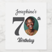 Bold 70th Birthday Party Photo Weinetikett (Einzelnes Label)